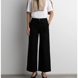 OAK + FORT - twill wide leg crop Black Elastic Waist Pants